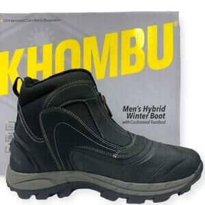 Khombu Men's 10 Winter Hiker Boots Mason Waterproof Zip-up Cushioned Boot Black